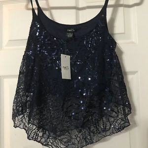 Rue 21 sequin lace mesh crop top